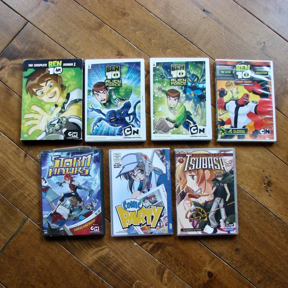 Anime DVDs Bundle of 7 Ben 10 Storm Hawks Tsubasa Japanese Animation Action